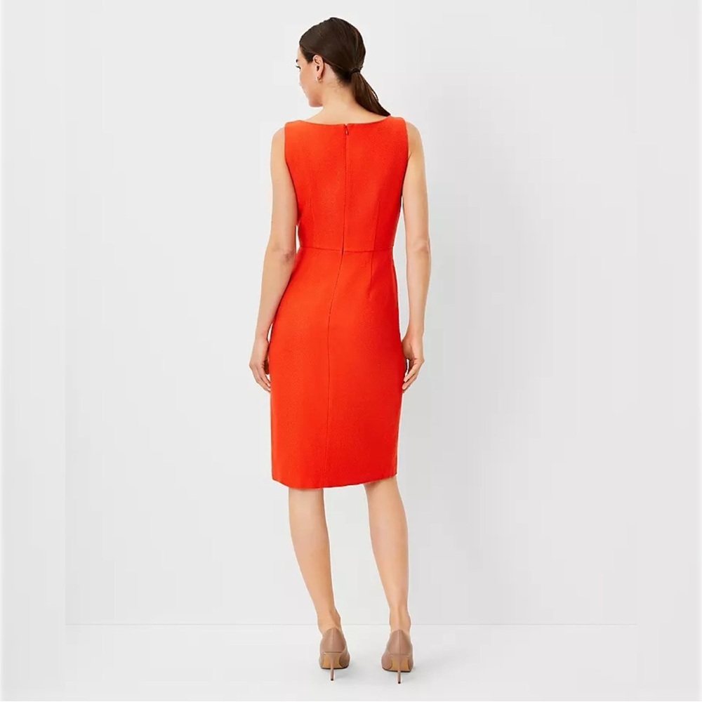 Ann Taylor Tweed Sheath Dress Sleeveless Orange Classic Work Career 12 NWT - Picture 4 of 13